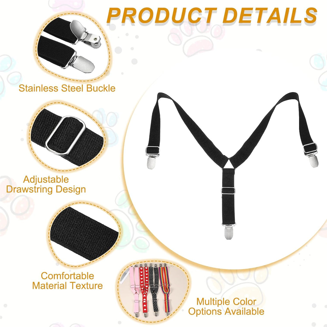 Pet Diapers Keeper Suspender, M, Black, 2 Pcs