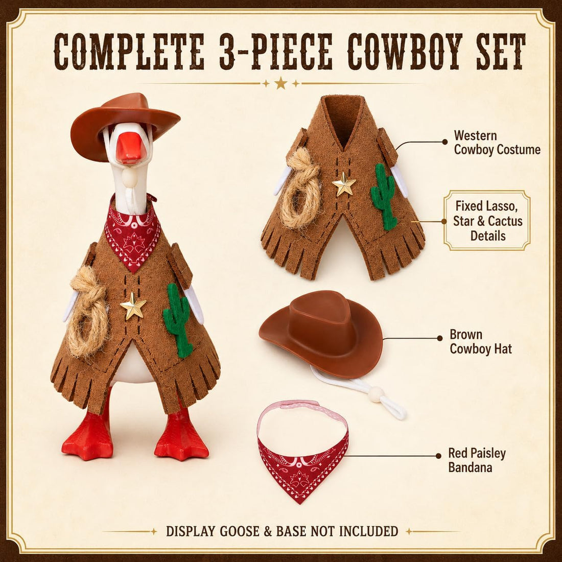 7 Inch Desk Goose Cowboy Outfit