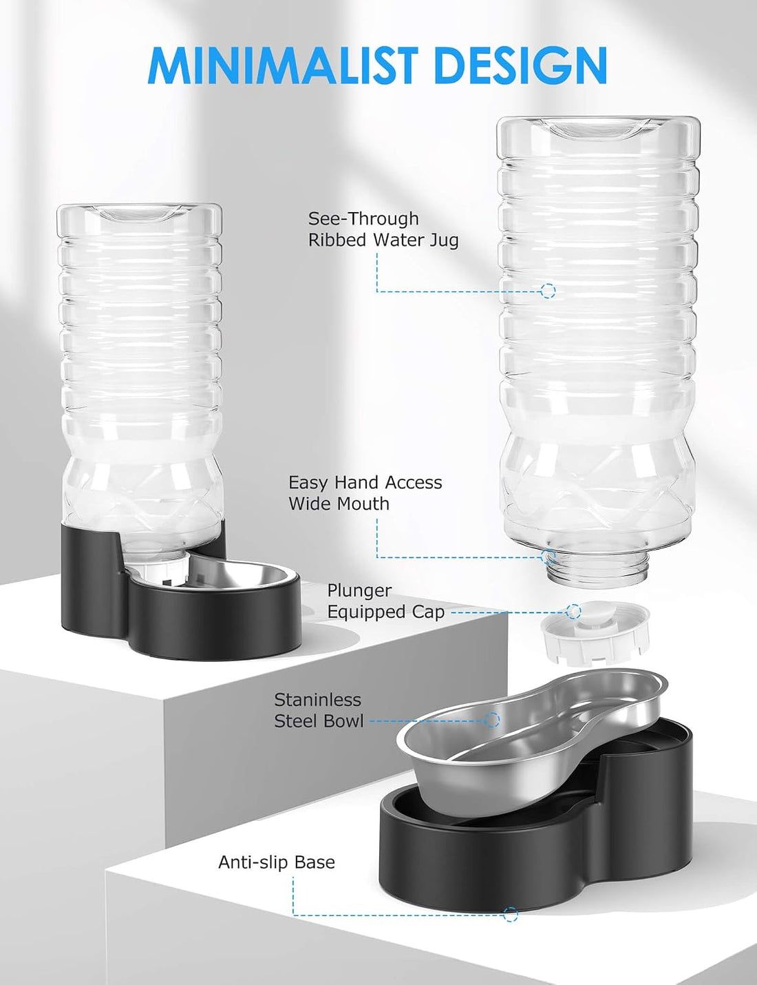 Heouvo 2.5 Gallon Automatic Dog Water Dispenser【Wide Mouth for Easy