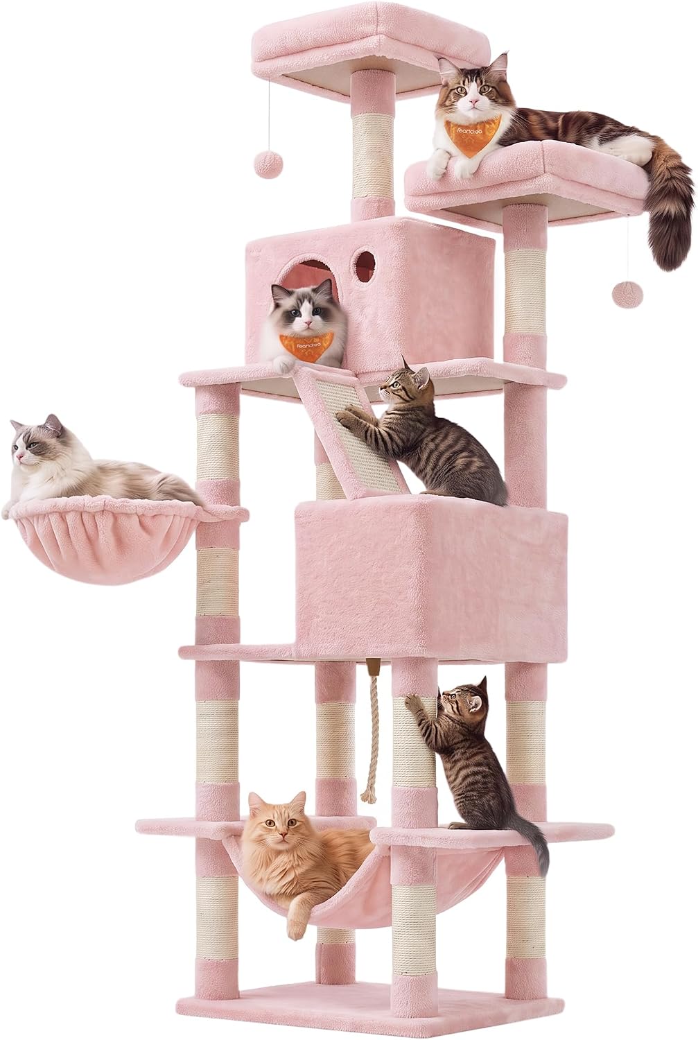 Feandrea Cat Tree, 81.1-Inch Large Cat Tower, Multi-Level Condo