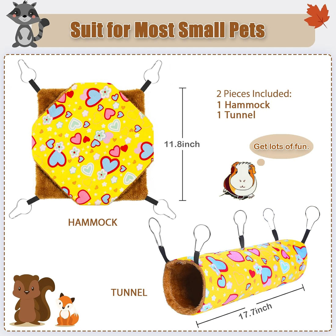 petonfun Ferret Rat Hammock Tunnel for Cage Guinea Pig Hideout Toy Bed