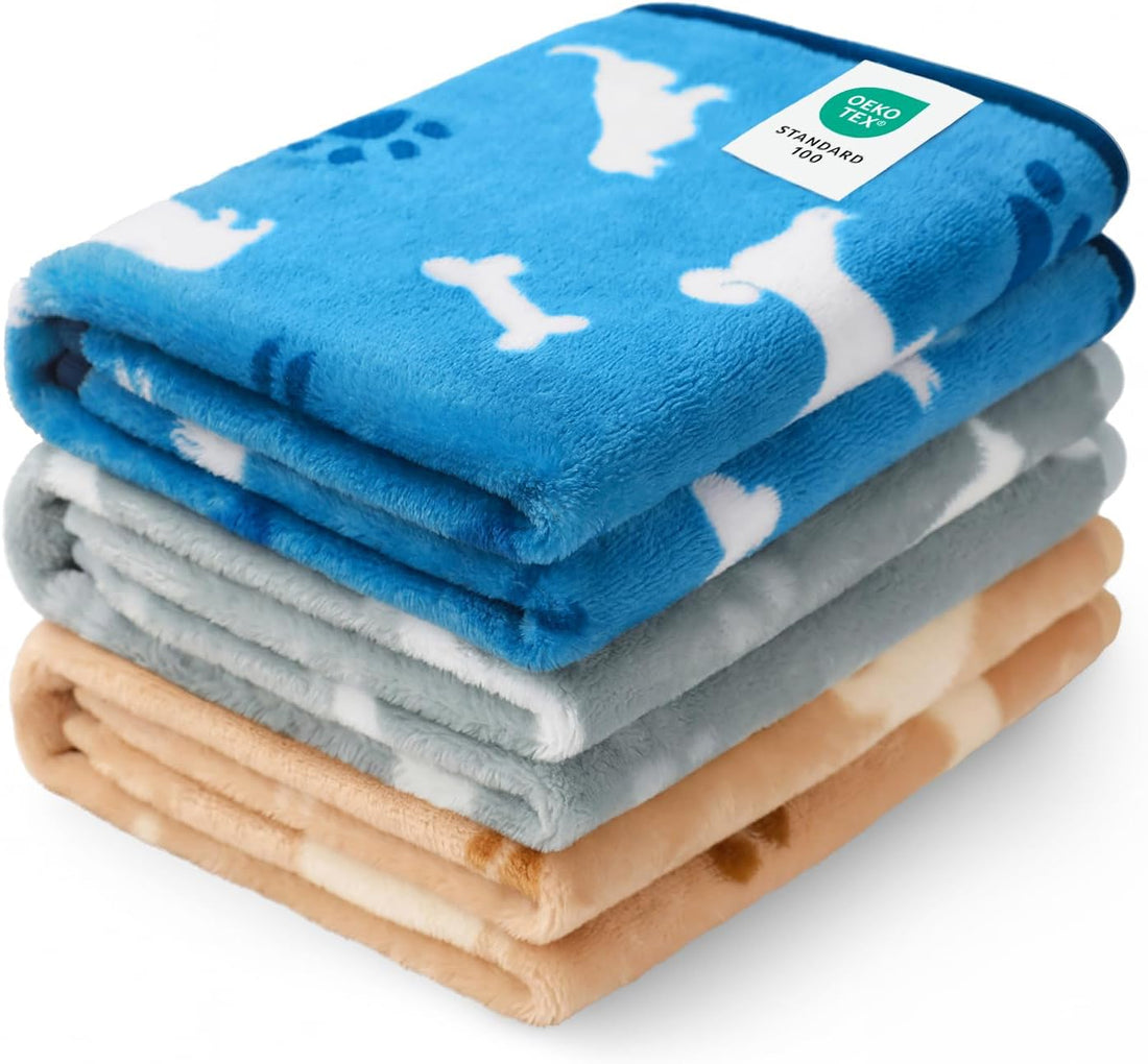 Luciphia Dog Blanket 3 Pack, Soft Cozy Fleece Throw for Puppy