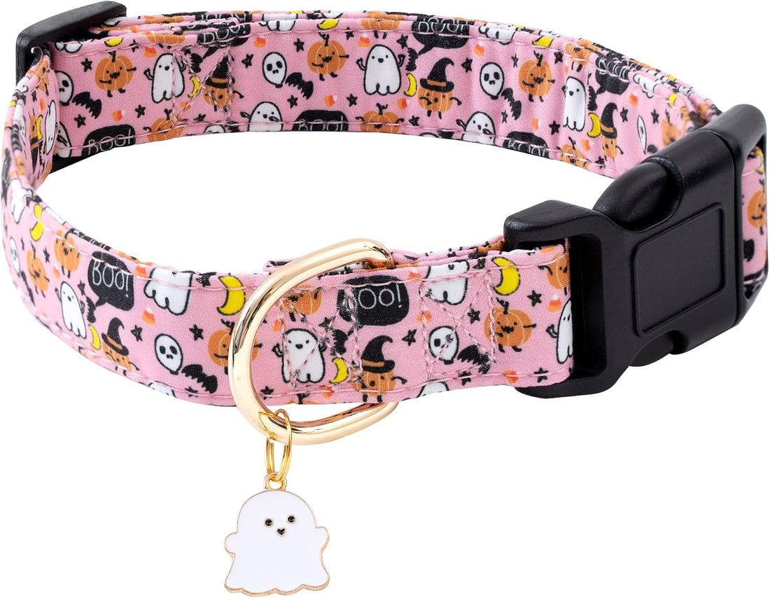 Faygarsle Pink Halloween Dog Collar for Small Medium Large Dogs M