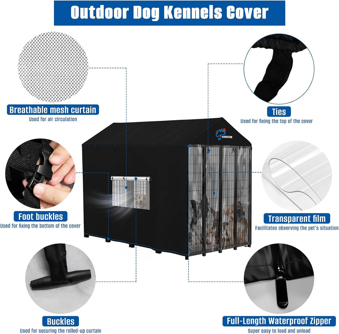 SIRUITON Outdoor Dog Kennel Cover,600D Full Coverage Waterproof