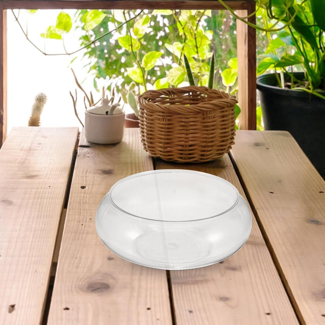IbErsacs Clear Fish Bowl Vase Bubble Bowl Round Shallow Planter