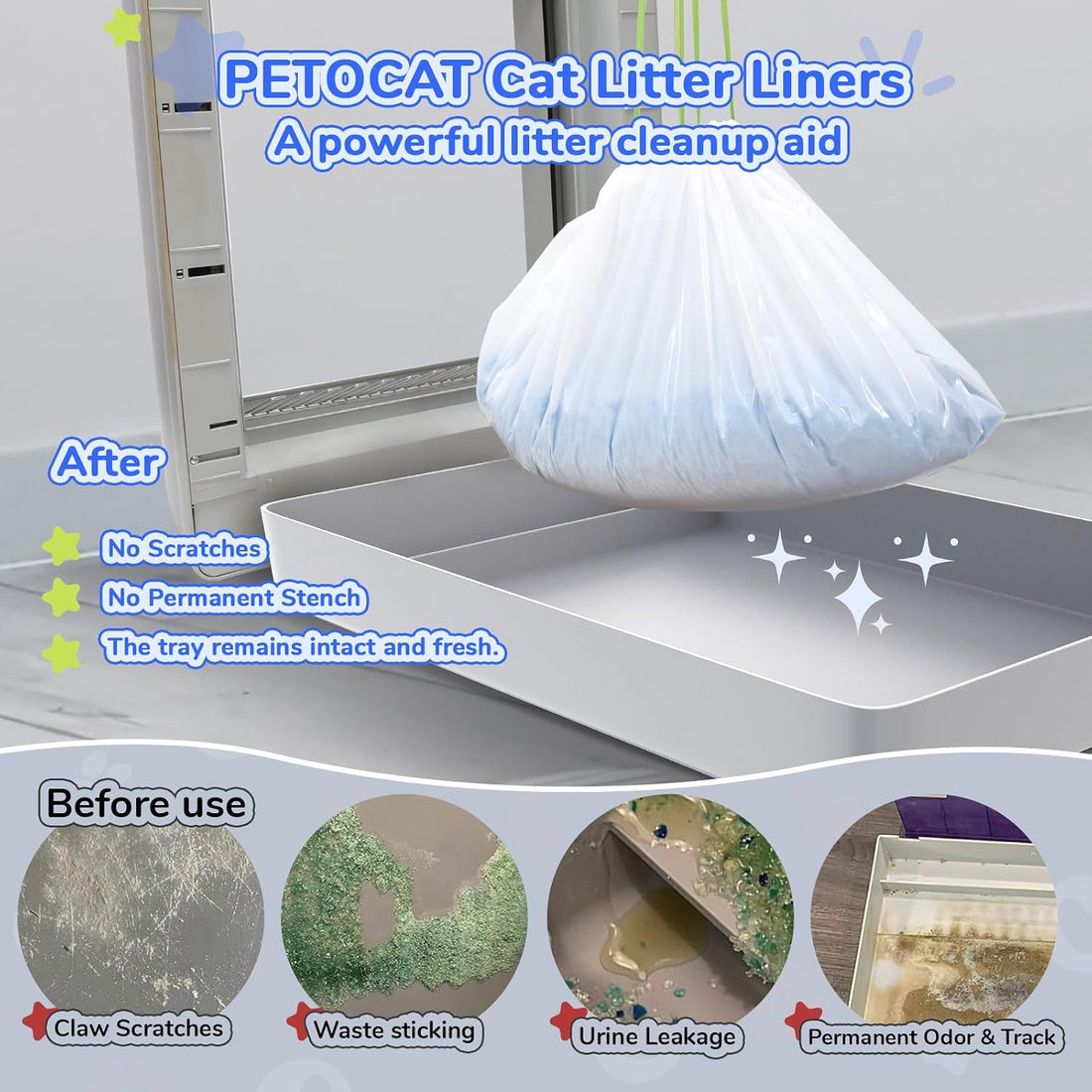 Cat Litter Liners for Pet Scoop Free Crystal Litter Tray