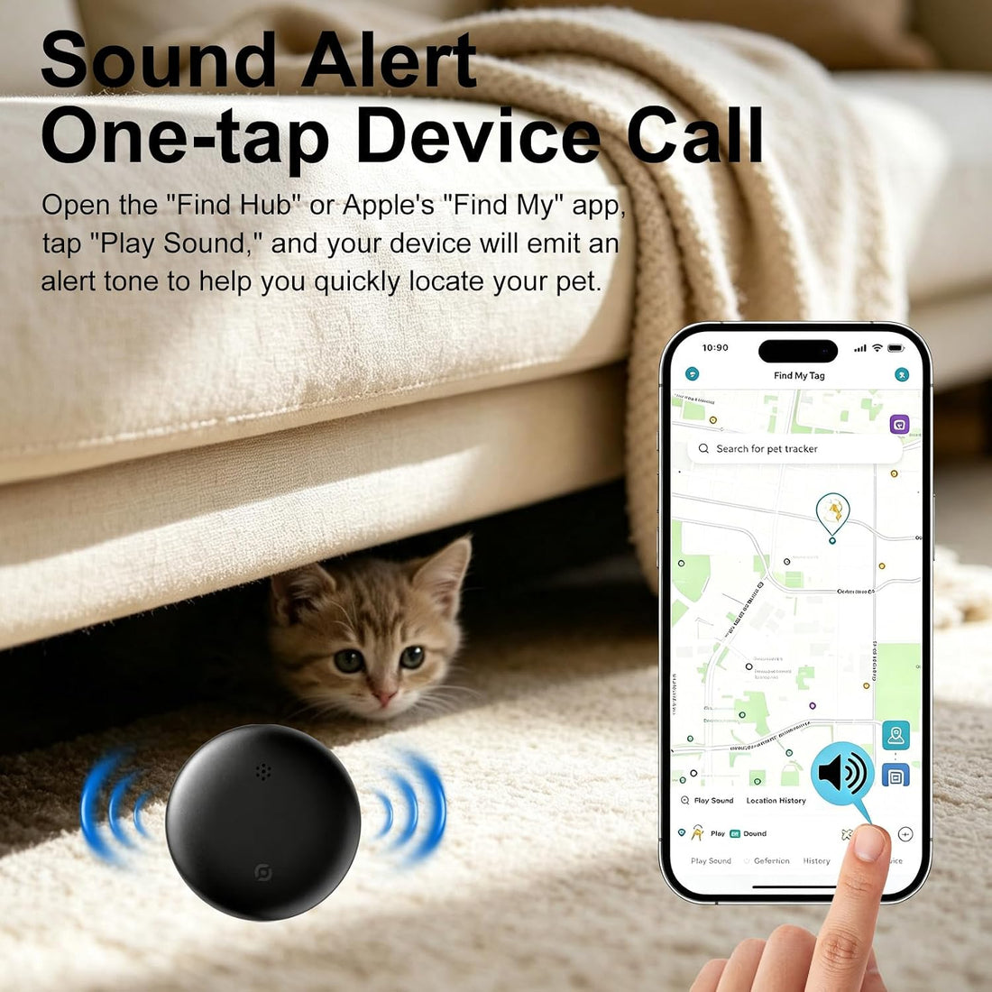 GPS Pet Tracker for Dogs (Android & iOS), Smart Pet Tracker for Collar