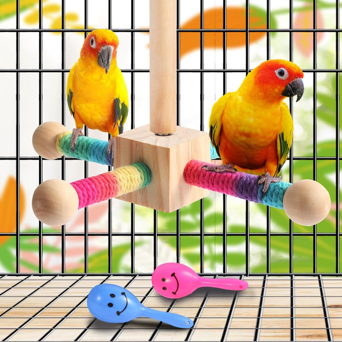 Kyouki Bird Perch Toy Parakeets Toy for Small & Medium Parrots