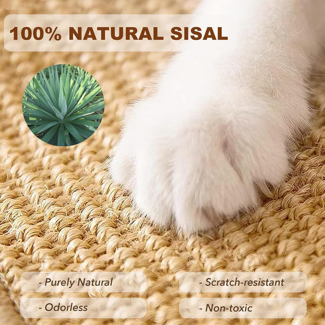2PCS Rabbit Scratching Mats, Natural Sisal Bunny Scratch Pad, 16x12in