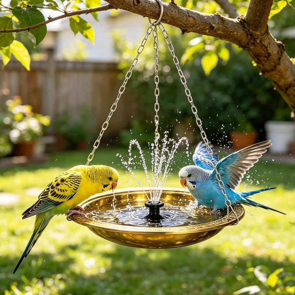 10.42 Inch Extra Deep Hanging Bird Bath with Solar Fountain