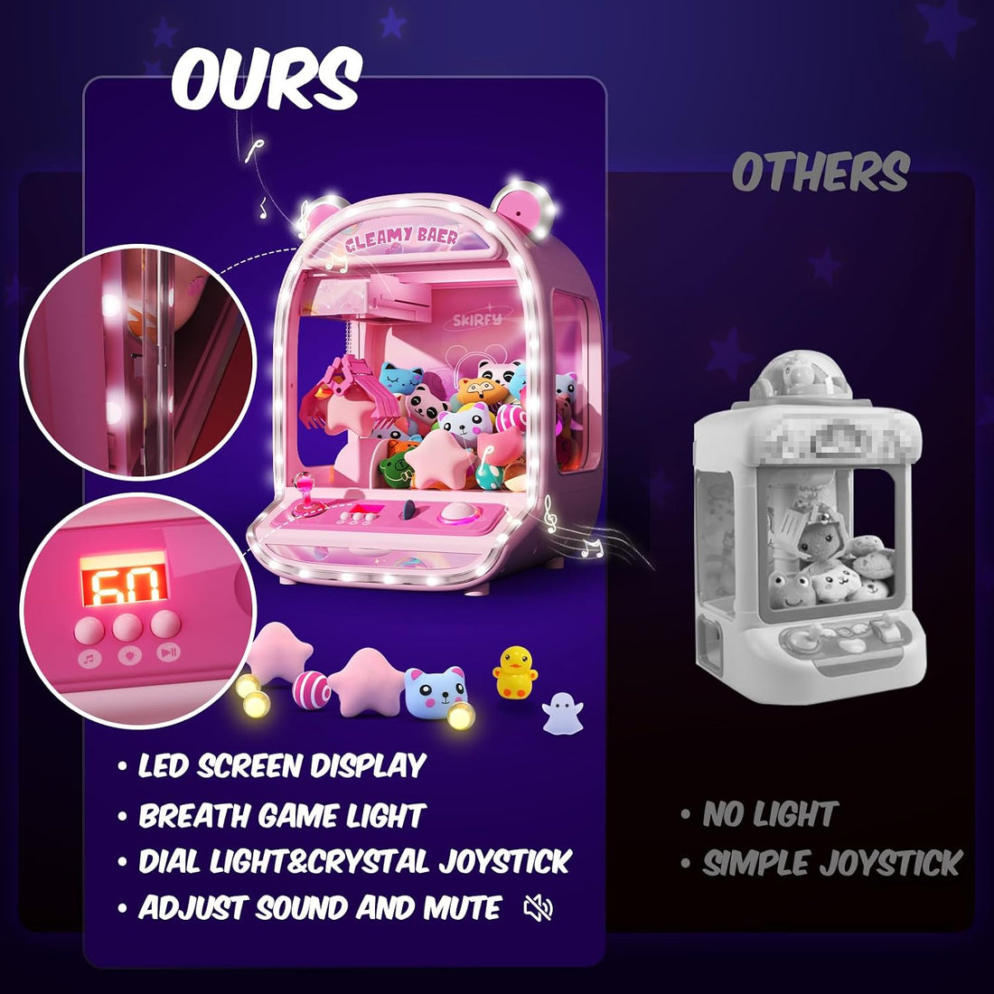 16''Large Claw Machine for Kids, Home Arcade Grabber Game for Ages 6+