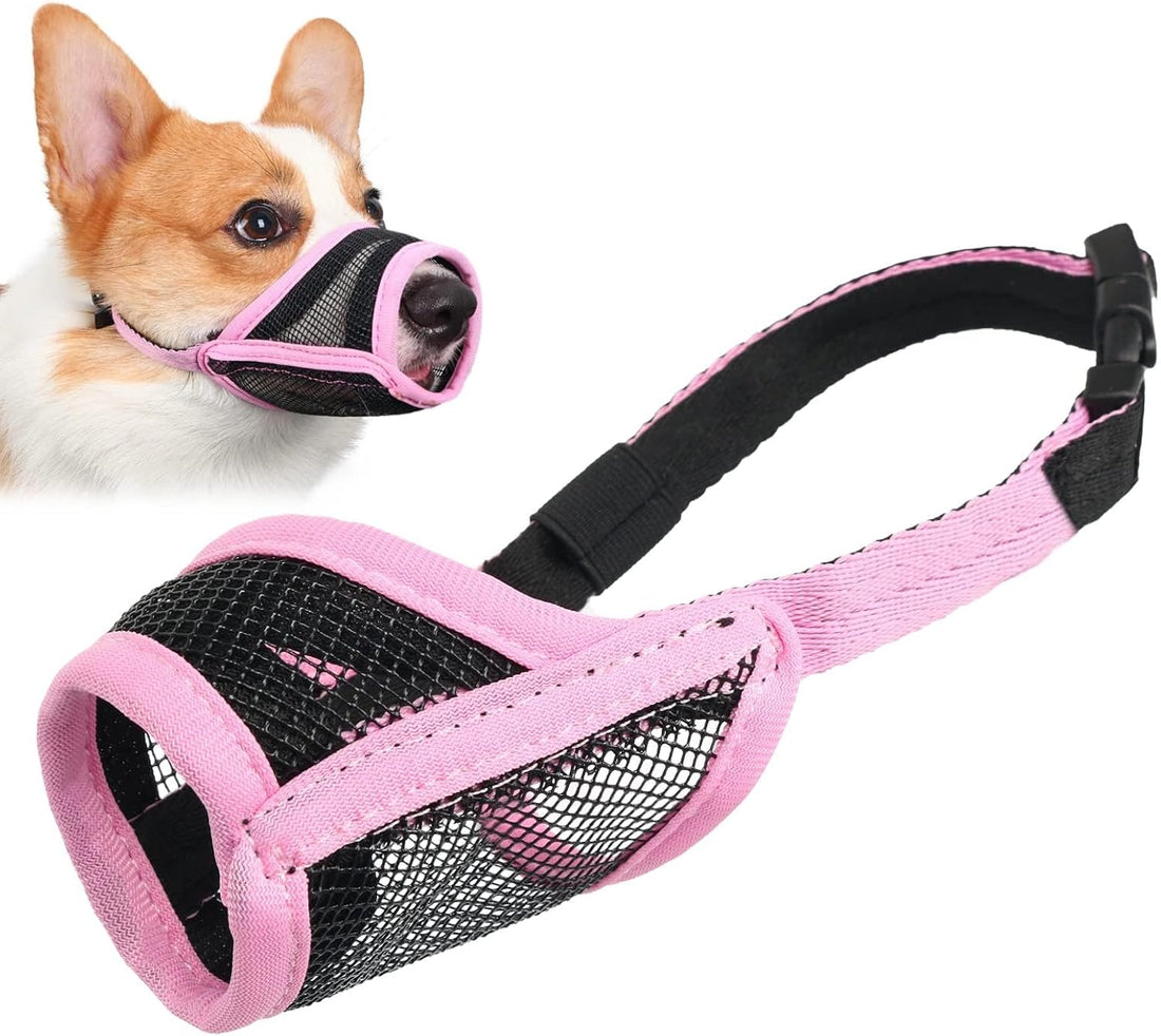 LUCKYPAW Mesh Dog Muzzle for Small Medium Dogs to Prevent Biting