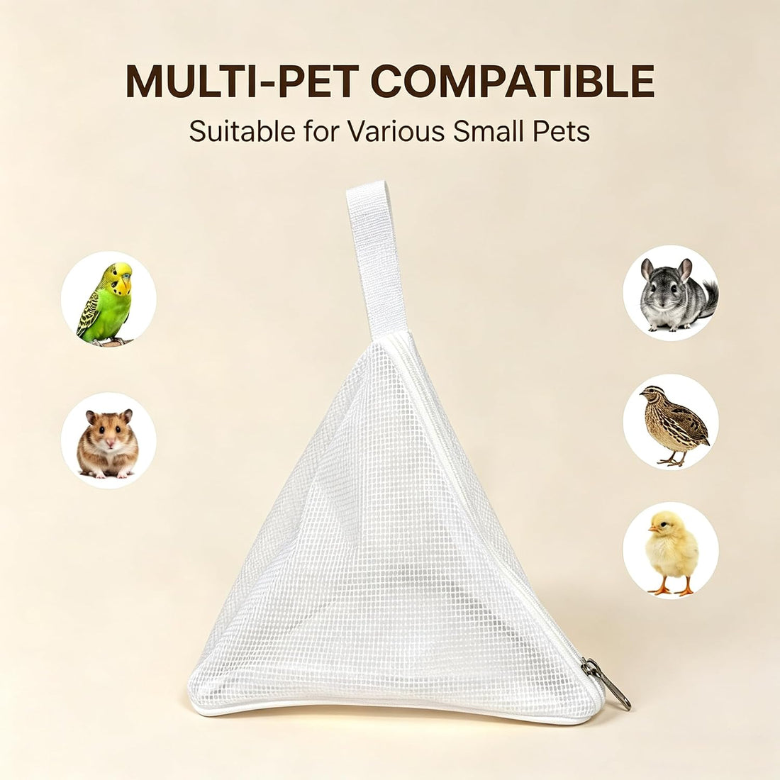 Portable Bird Carrier & Parrot Travel Bag with Hanging Loop and Zipper