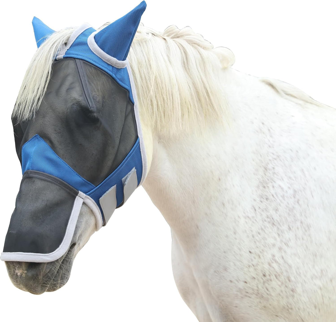 Horse Fly Mask with Ears & Long Nose, Fine Mesh