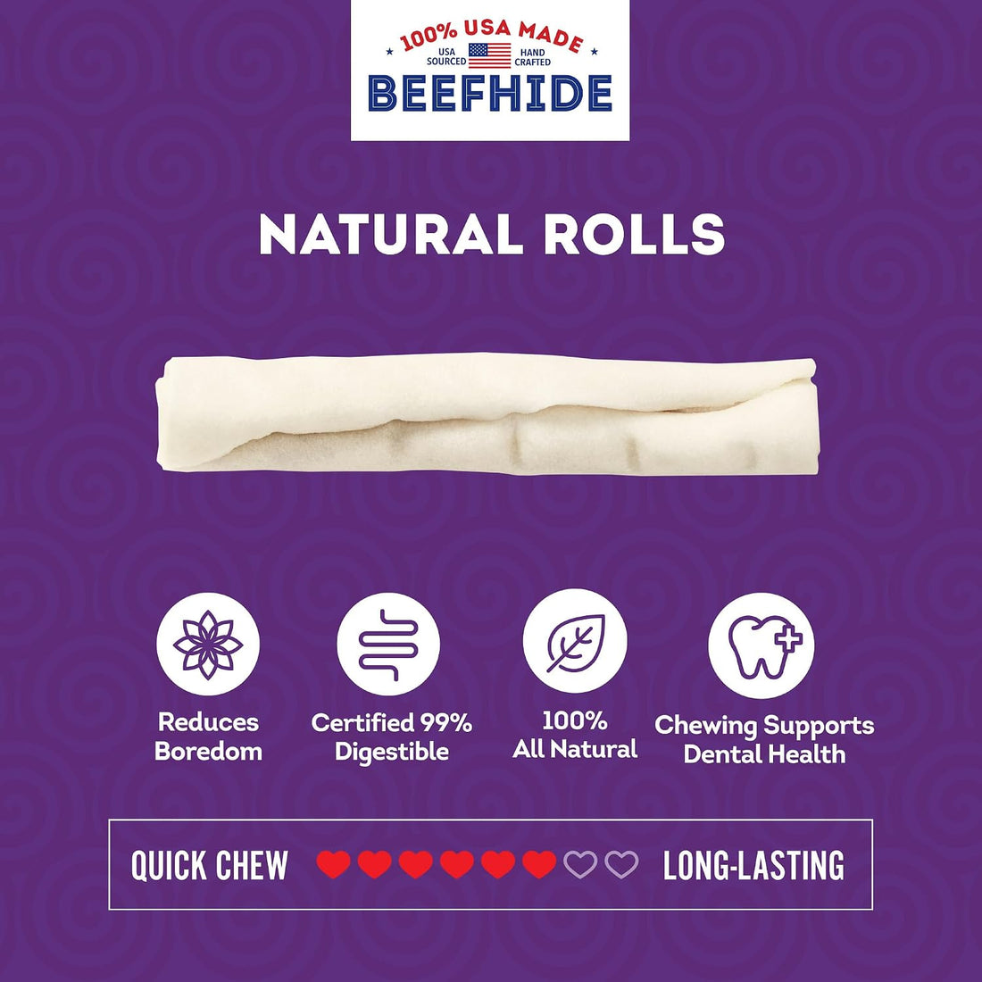 Treatly USA Beefhide Chip Rolls 5-6" Dog Chew Treats - Natural Flavor