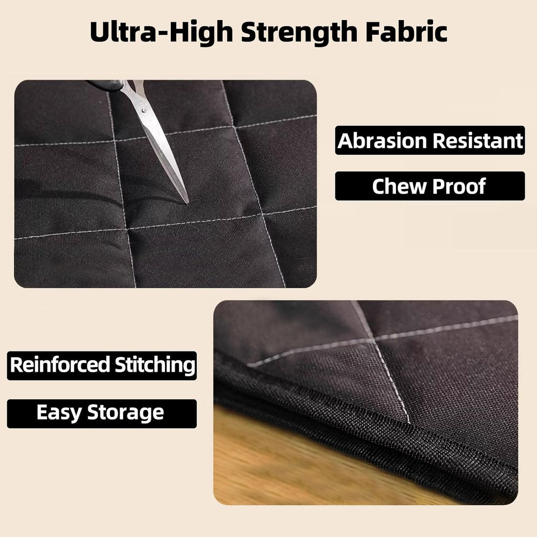 Chew Proof Dog Crate Pad, Indestructible Kennel Mat for Aggressive