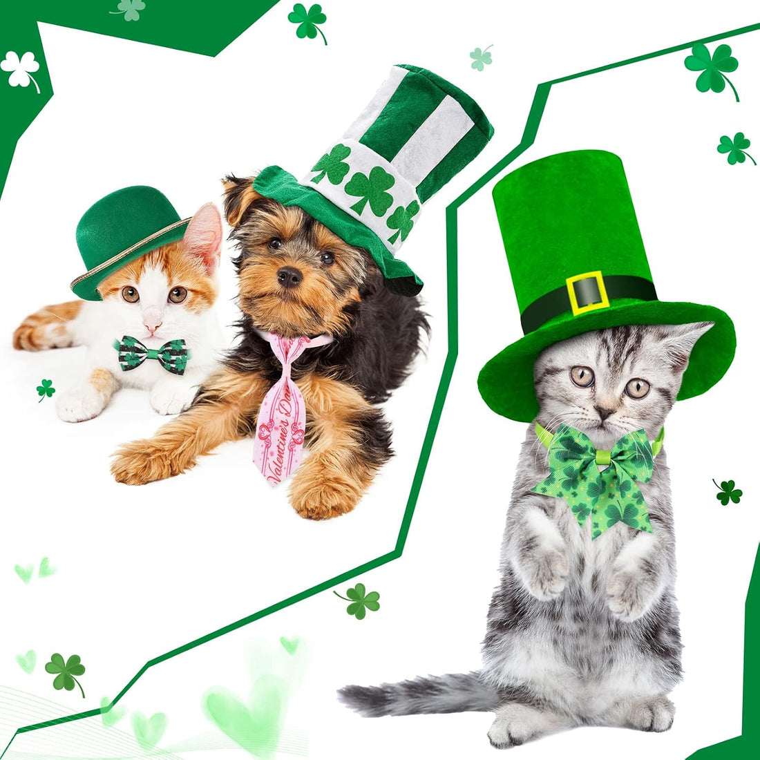 Chunful 100 Pcs Valentine's Dog Bow Ties St. Patrick's Day Dog