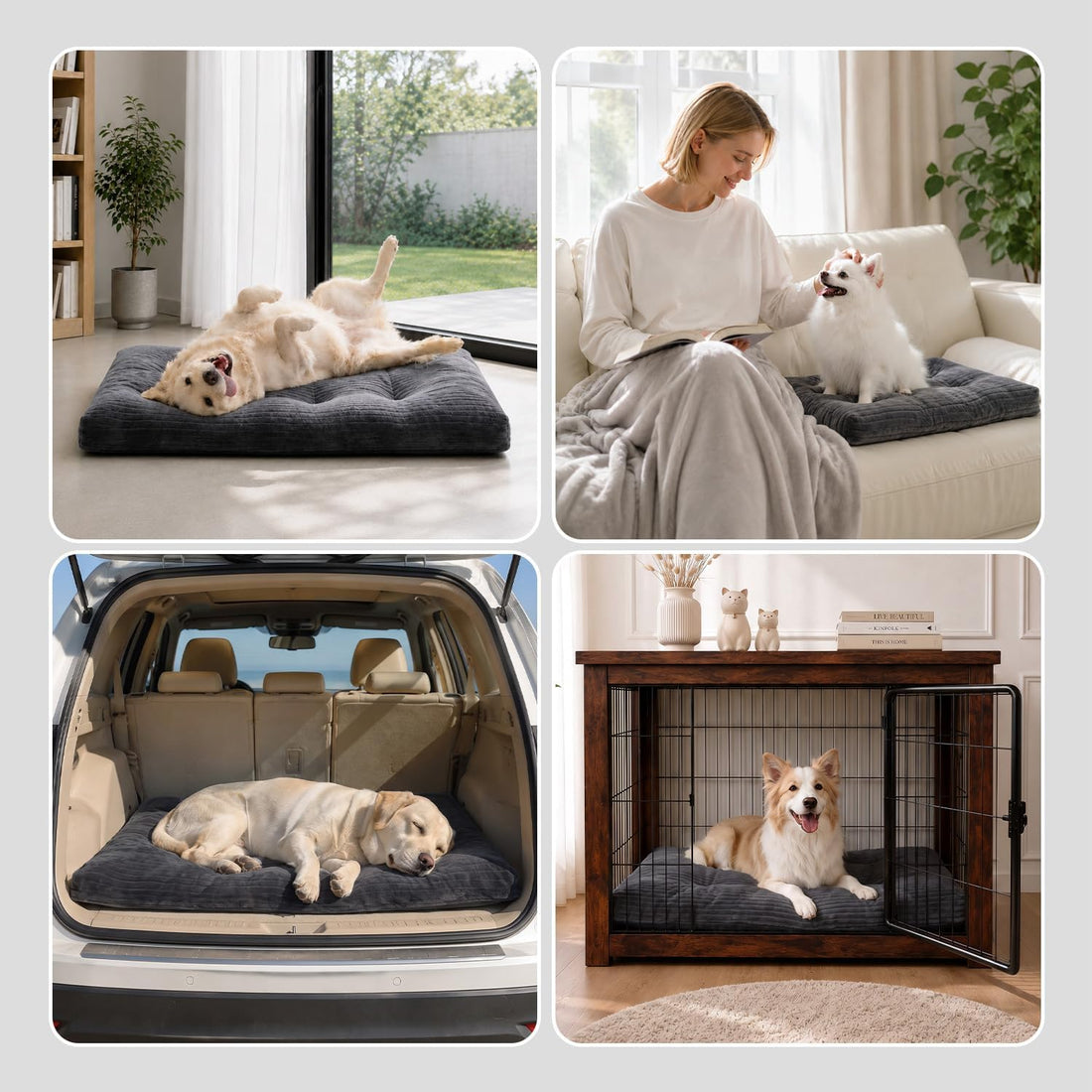 Dog Crate Bed Washable Dog Beds for Large Dogs Deluxe Thick Flannel