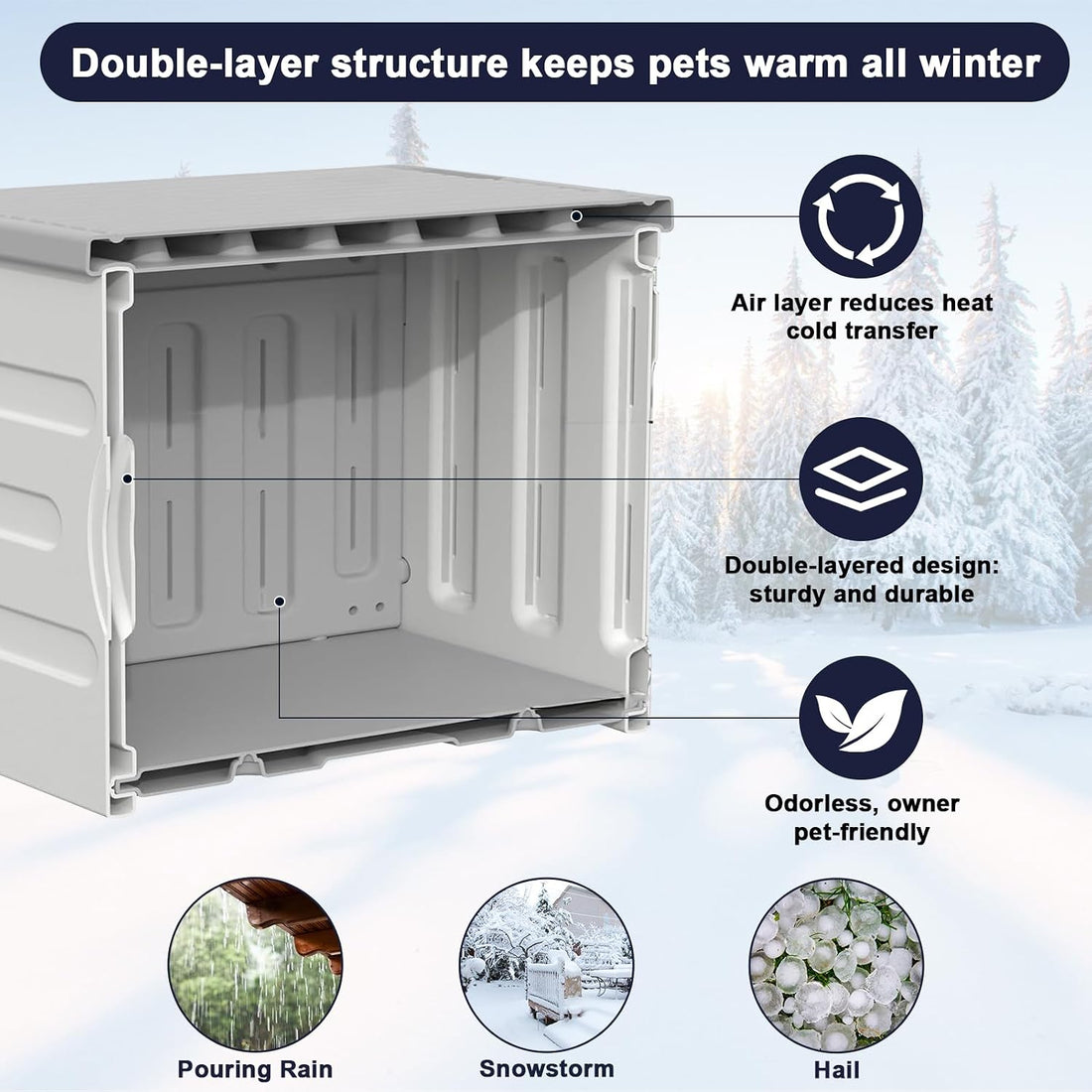 17.7"x17"x17.5" Indestructible Heated Cat House for Outside Winter