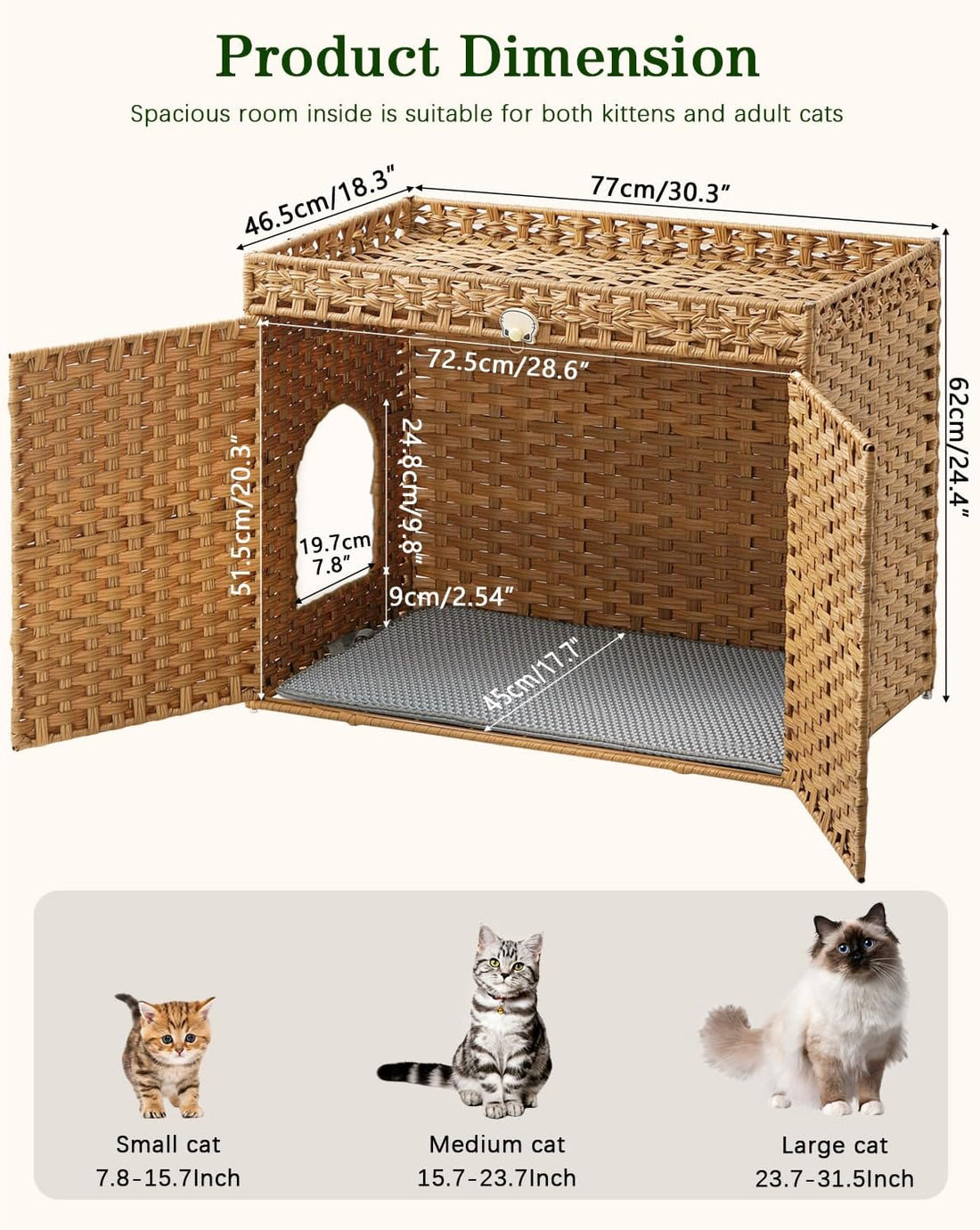 SETVSON Cat Litter Box Enclosure Furniture