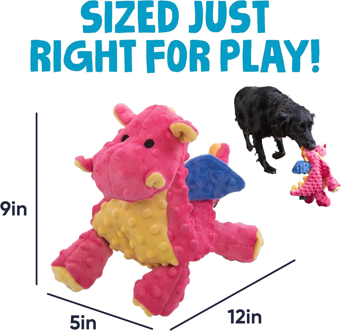 goDog Bubble Plush Dragons Squeaky Dog Toy, Chew Guard Technology
