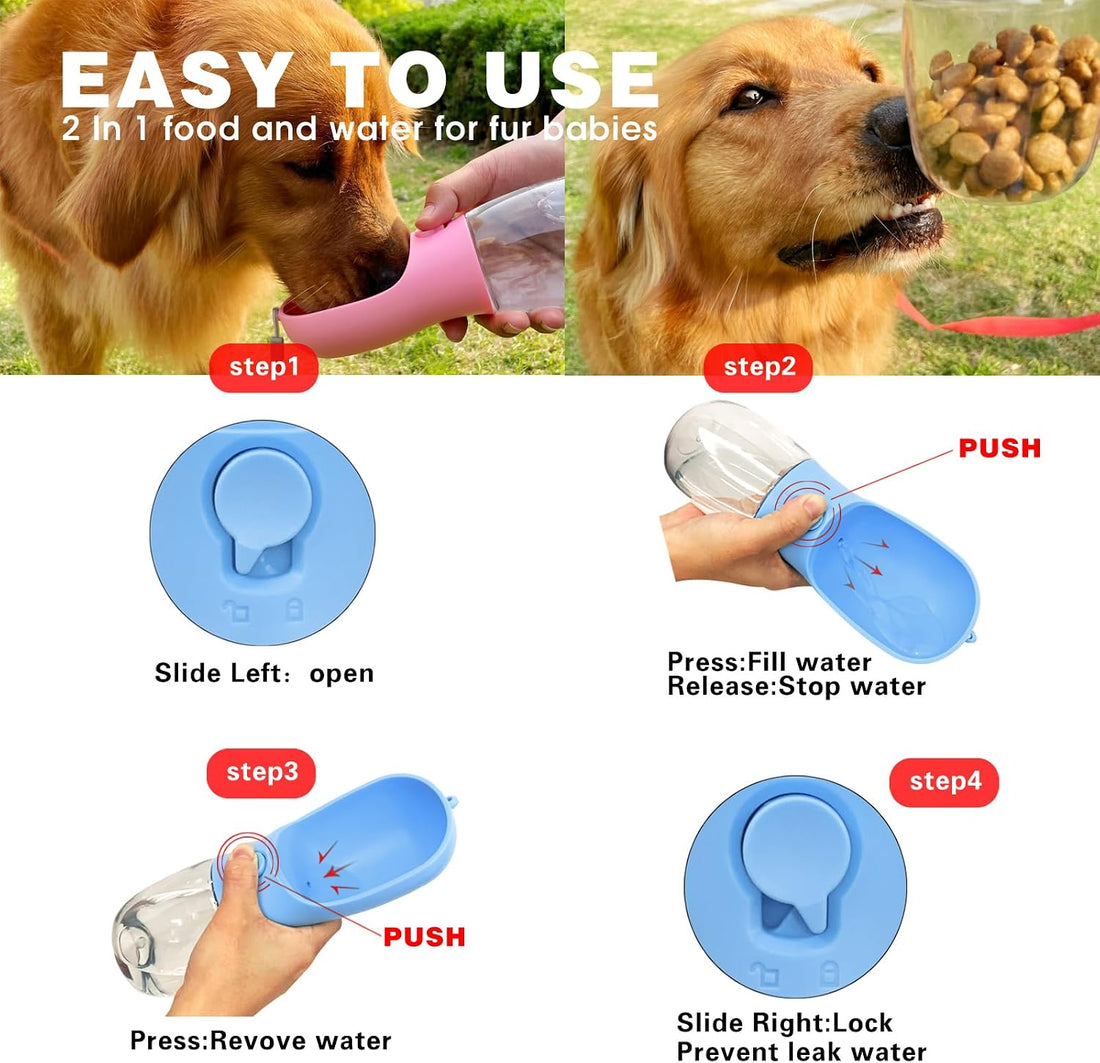 AVELORA Dog Water Bottle with Food Container