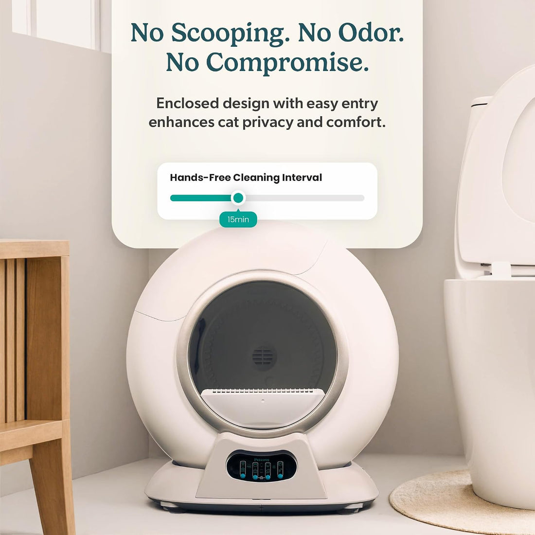 Petcove PurrTek Automatic Litter Box Self Cleaning 5GHz Wi-Fi
