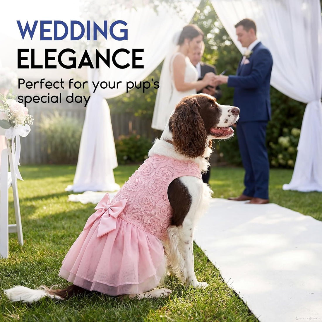 ASENKU Dog Dress Pet Wedding Dress Lace Puppy Birthday Party