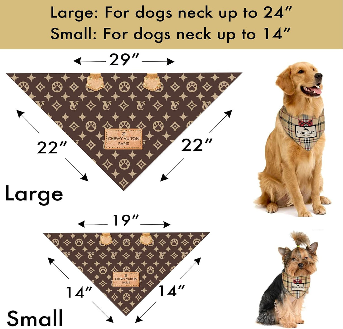 Chewy Vuiton Dog Bandana Designer Fashion Scarf Kerchief for Small
