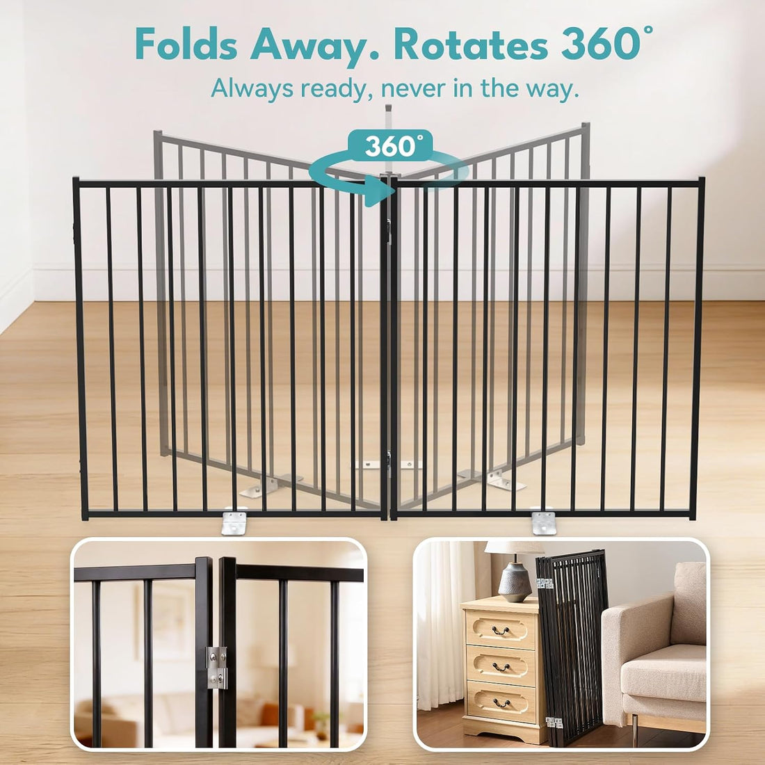 No Pawblems Freestanding Dog Gate with Door for Indoor & Outdoor
