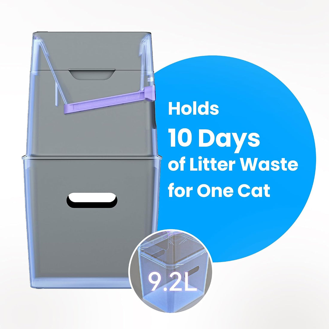 Neakasa PooGuard Litter Disposal Bin, 9.2L Trash Can for Cat Litter