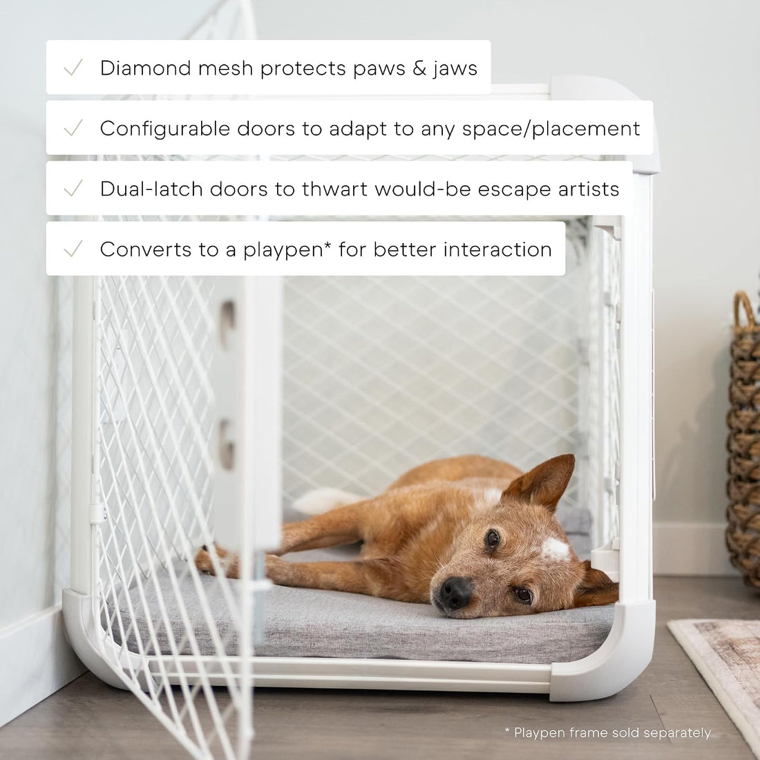 Diggs Evolv Modular Dog Crate for Dogs 18-22" Tall, Ash, Intermediate