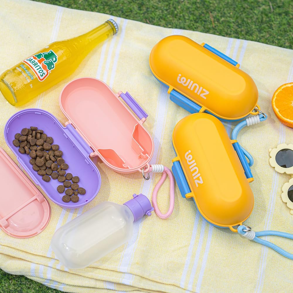 2-in-1 Dog Water Bottle & Food Container, Travel Bowl