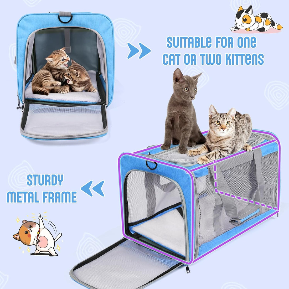 Pet Carrier for Large Cats of 20 Lbs