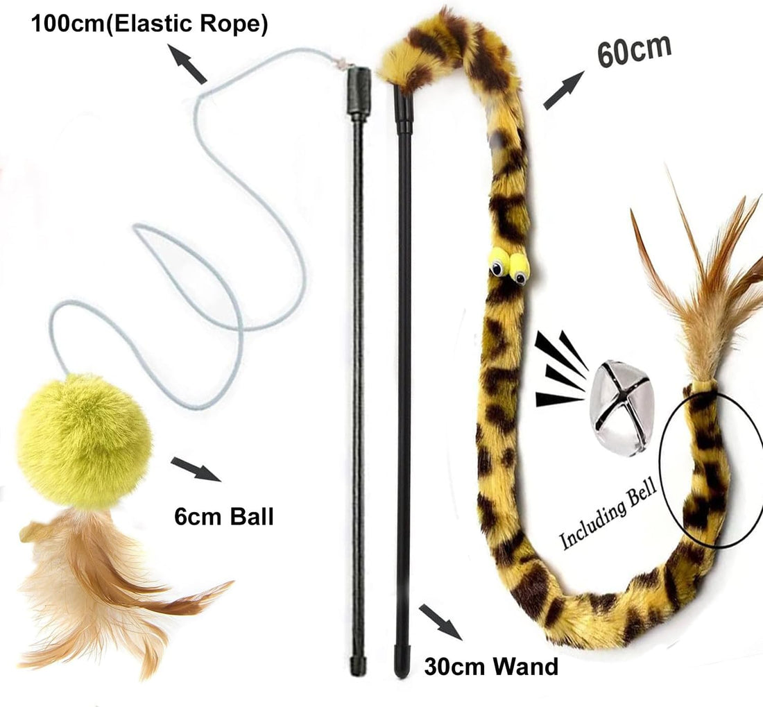 AZOFFYIU Cat Toys for Indoor Toys,Rainbow Cat Wand Toys,Feather Flips