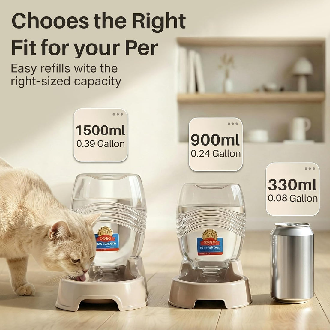 Flexzion Gravity Pet Water Dispenser for Cats & Small Dogs, 1/4 Gal