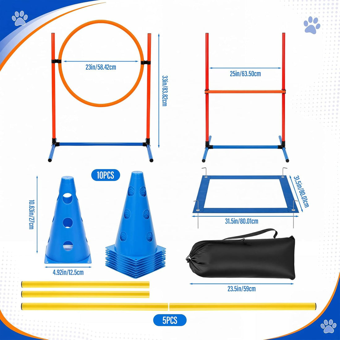 Junkin 27 Pcs Dog Agility Course Equipment Set