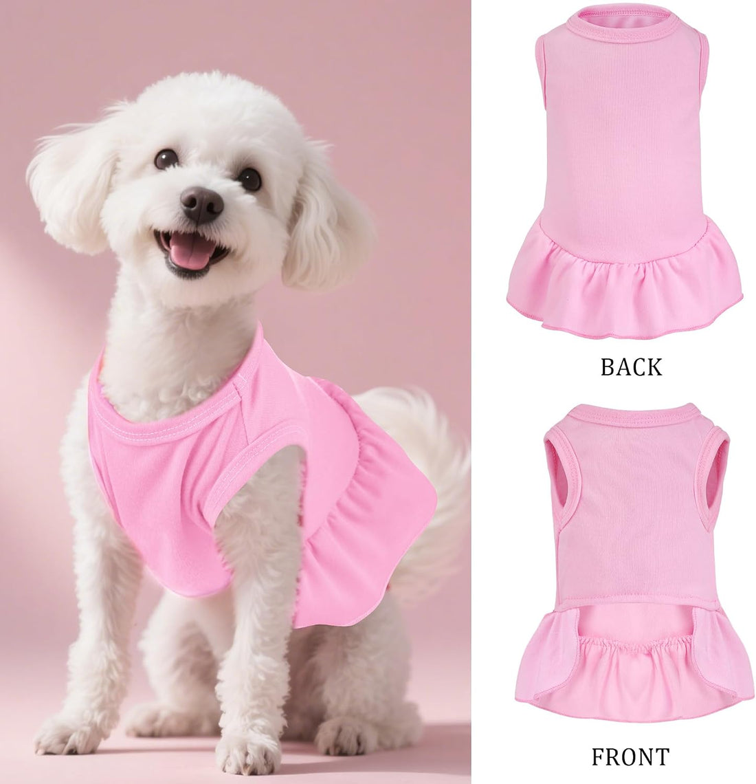2 Pcs Dog Dress Cute Cat Skirt Solid Color Summer Clothes for Small