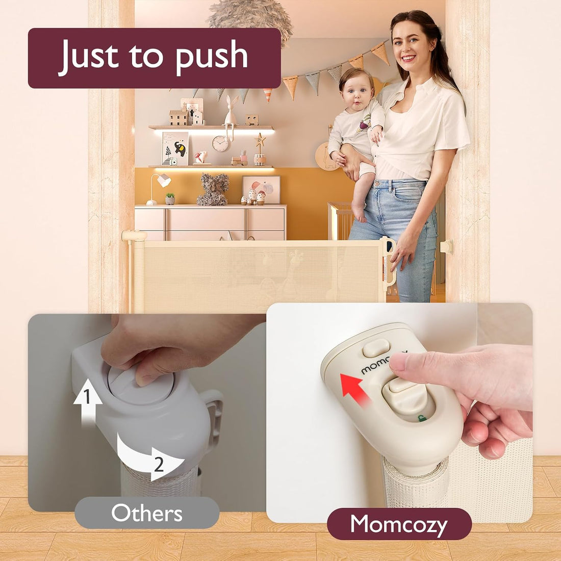 Momcozy Retractable Easy-to-Use Mesh Baby Gate