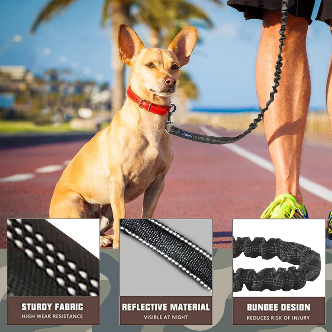 AUROTH Heavy Duty Bungee Dog Leash for Shock Absorption
