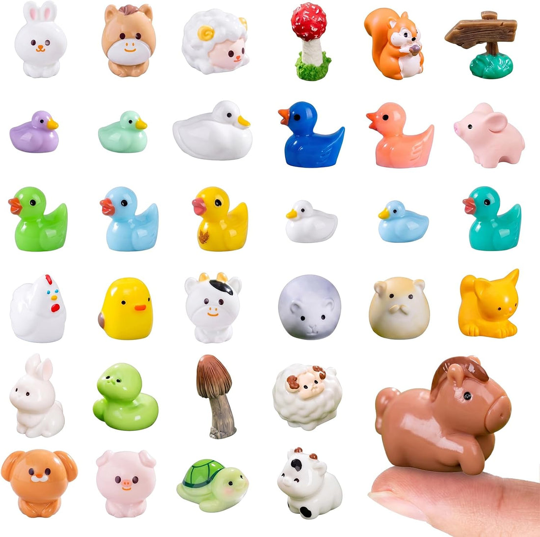 Zerobe Mini Resin Animals: 40 Styles Tiny Collectible Figurine Bulk