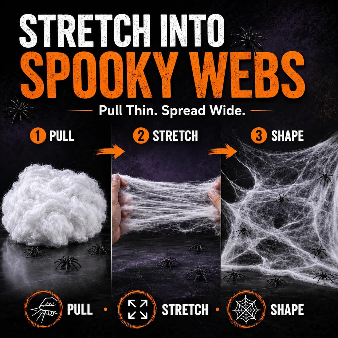 Halloween Spider Web, 2000 sgft Spider Web Decoration with 50 Fake