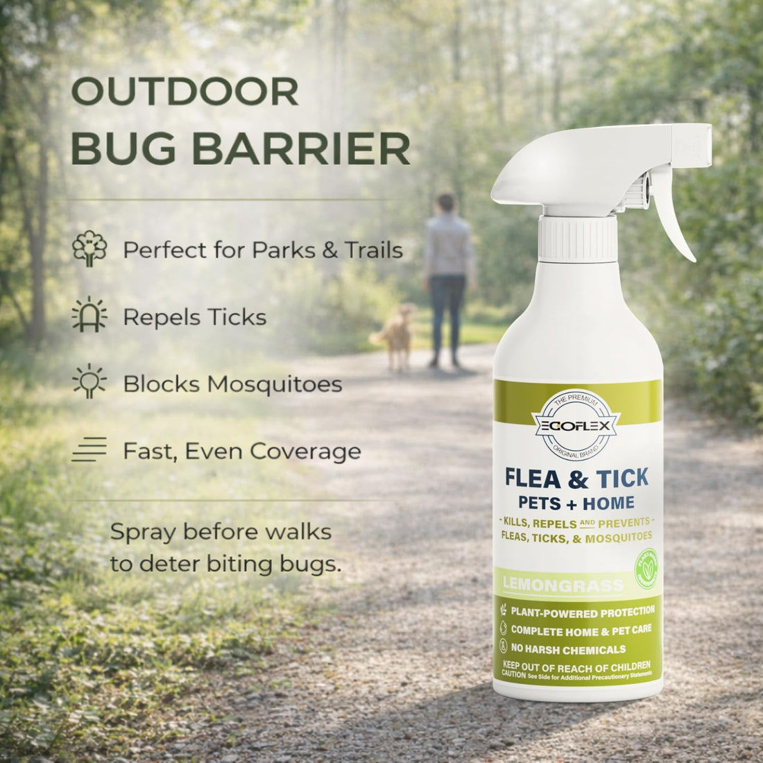 Flea Spray for Home & Pets Plant-Based Repellent with Lemongrass