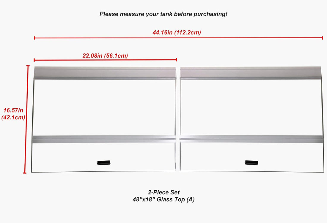H2Pro 48x18 Glass Canopy 2 Piece Set for 75/90/110 Gallon Aquarium