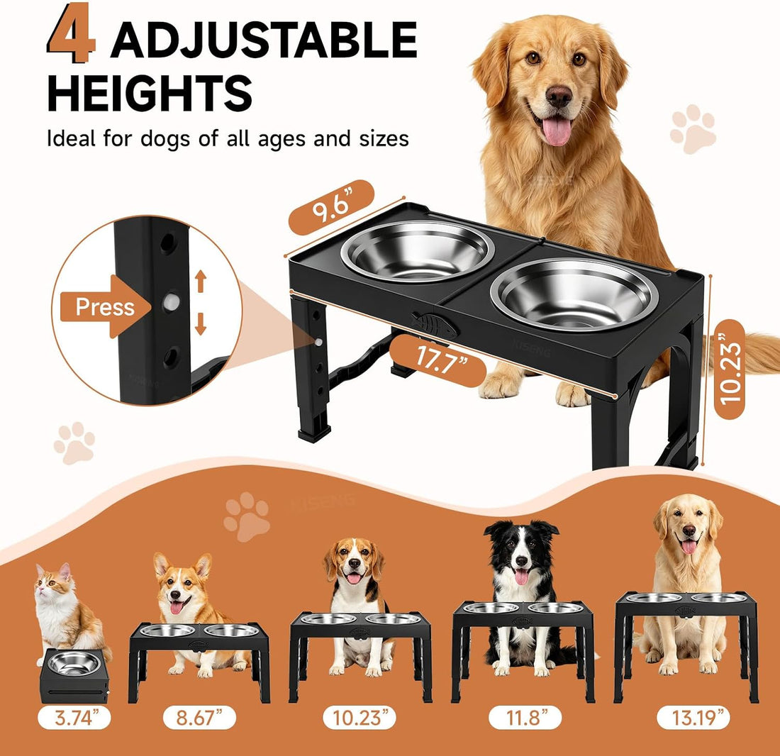 Black Elevated Dog Bowls Large Raised Dogs Bowl Stand Large/Medium