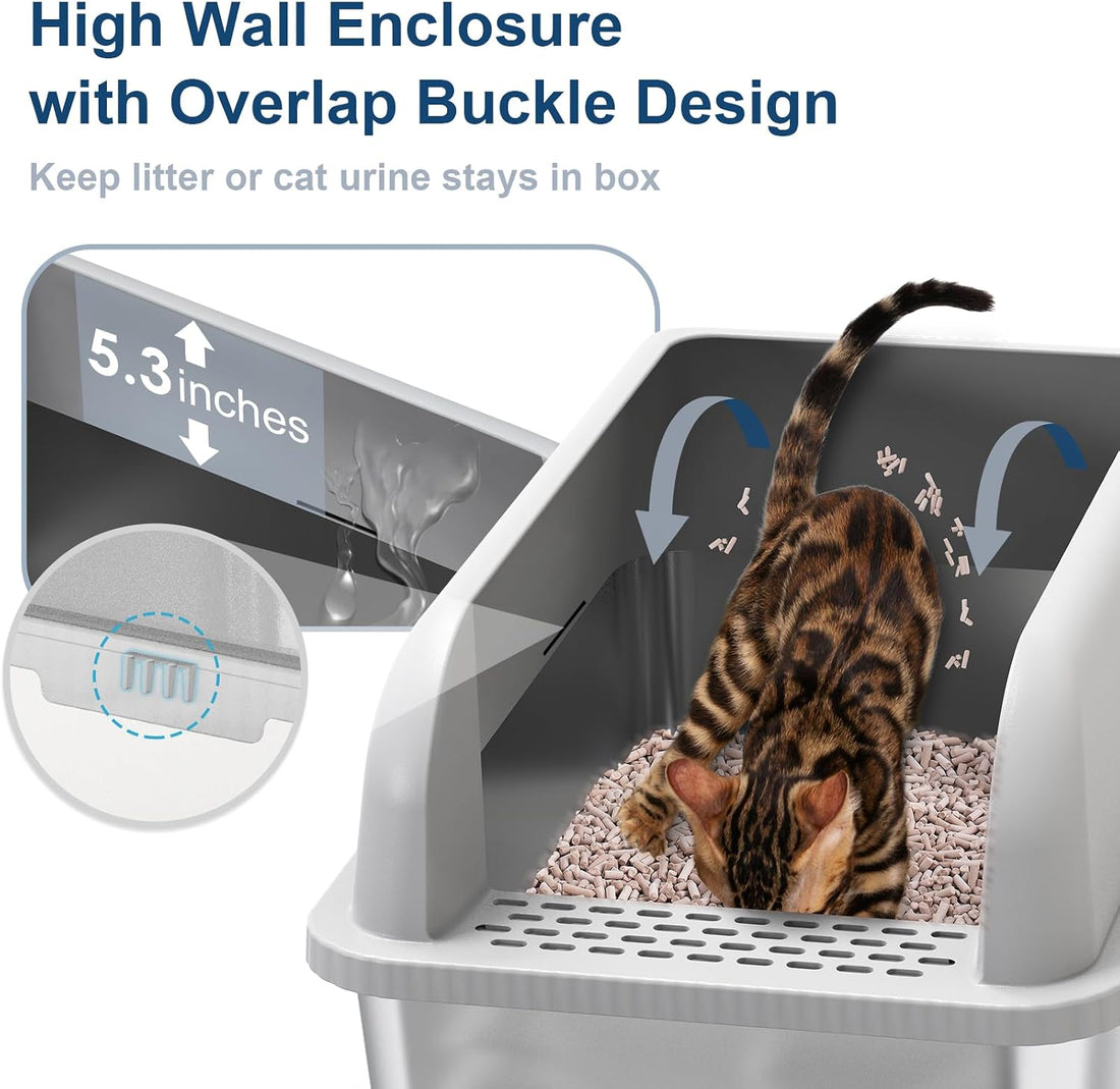 23.6''x16''x12'' Enclosed Stainless Steel Litter Box with Lid