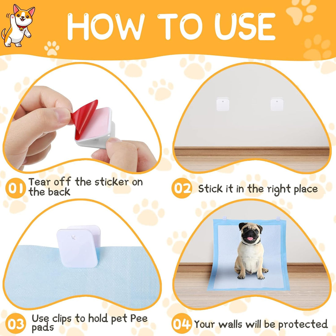 Yalikop 12 Pcs Wall Pee Pad Holder Dog Potty Training Pad