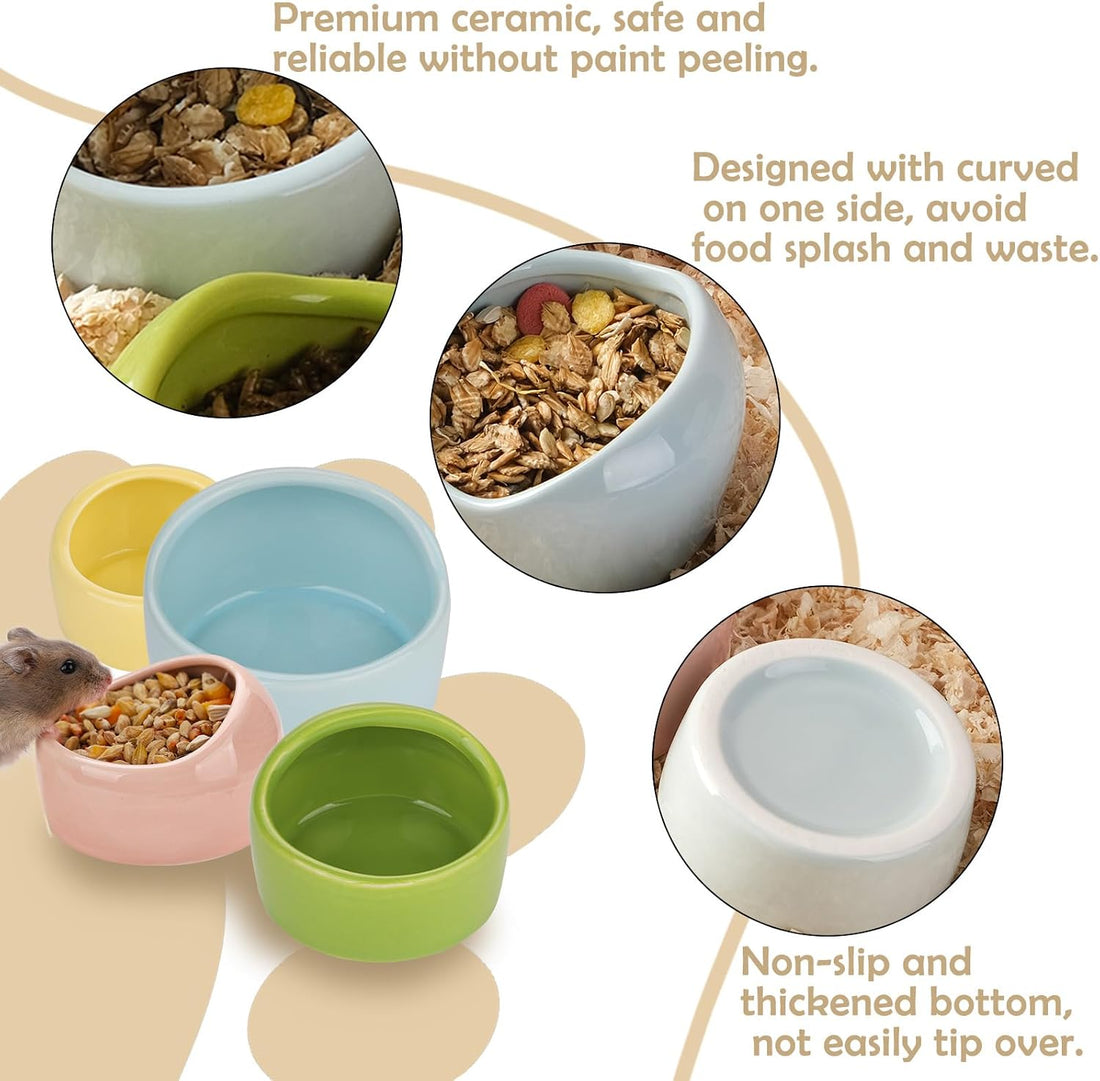 VanEnjoy 2 Pack Small Hamster Food Bowl Ceramic Guinea Pig Food Dish