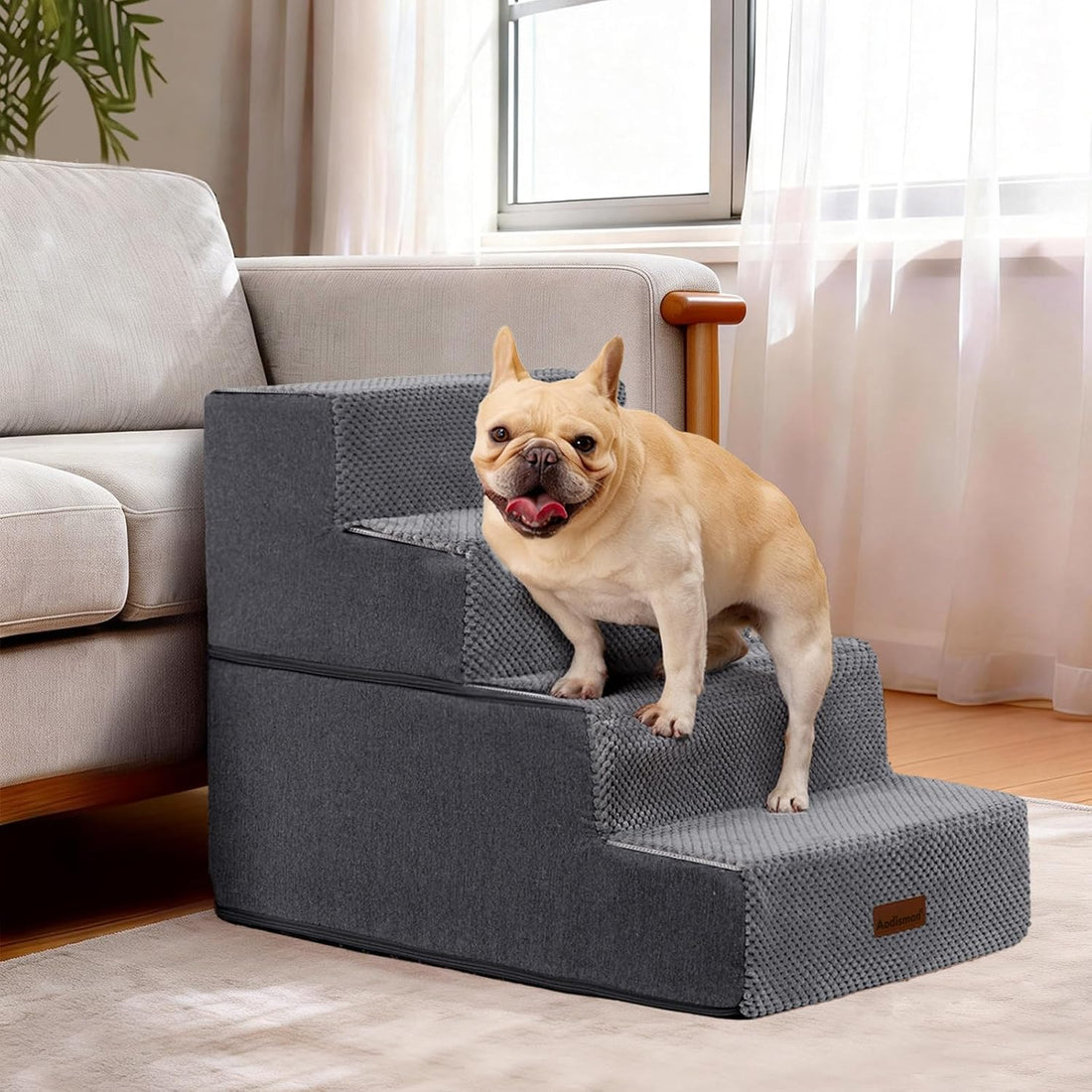 Aodisman Dog Steps for Bed or Couch,4-Step Pet Stairs for Small Dogs