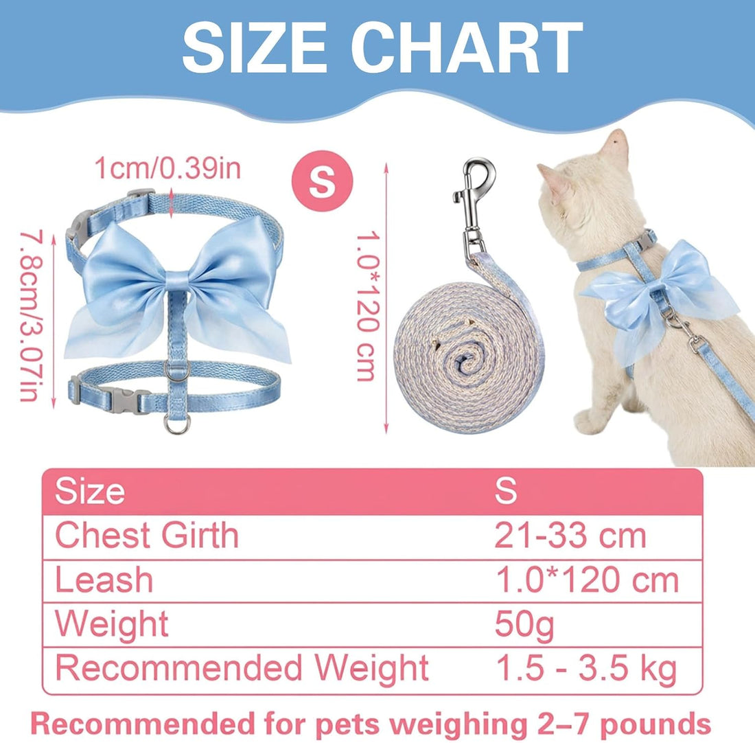Cat Leash and Harness Set 13.39x49.21in Escape Proof Bunny Leash